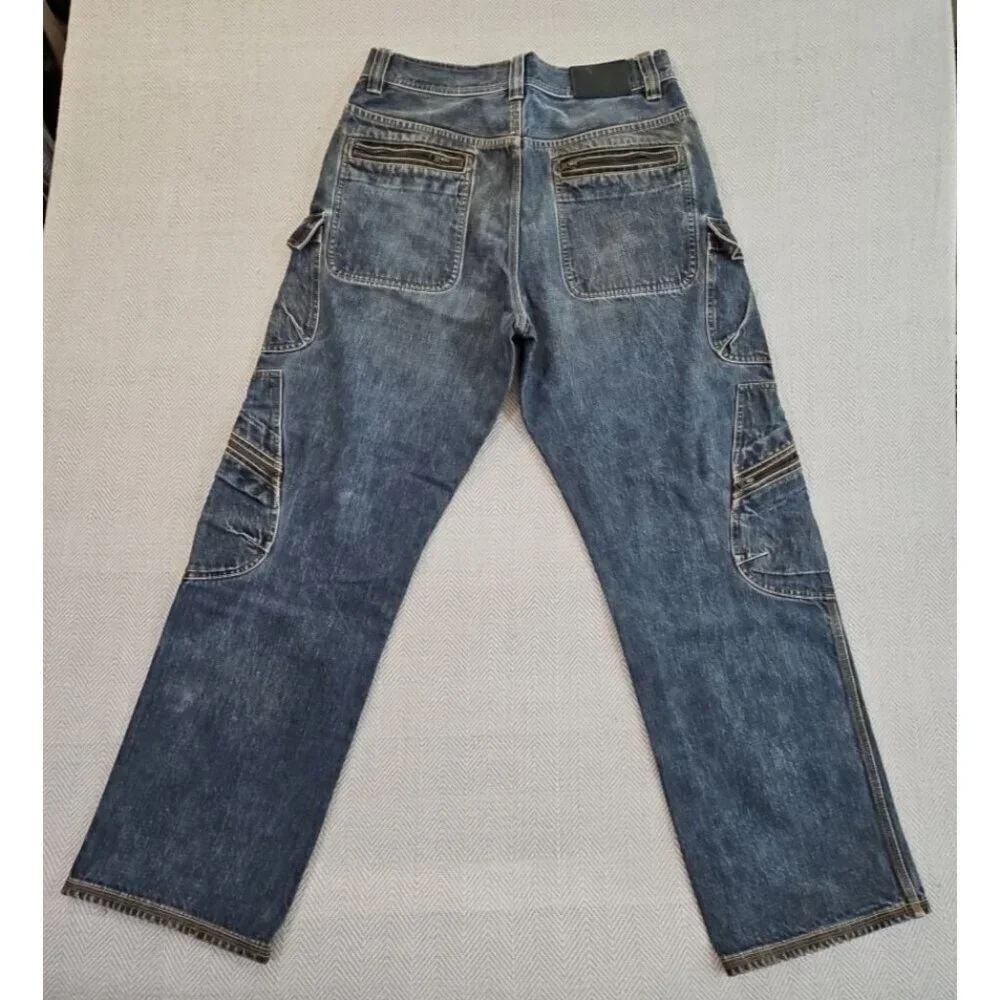 Sean John Jeans Men’s 32x32 Blue Y2K Hip Hop Baggy Wide Leg Denim Zip Pockets - Picture 2 of 13